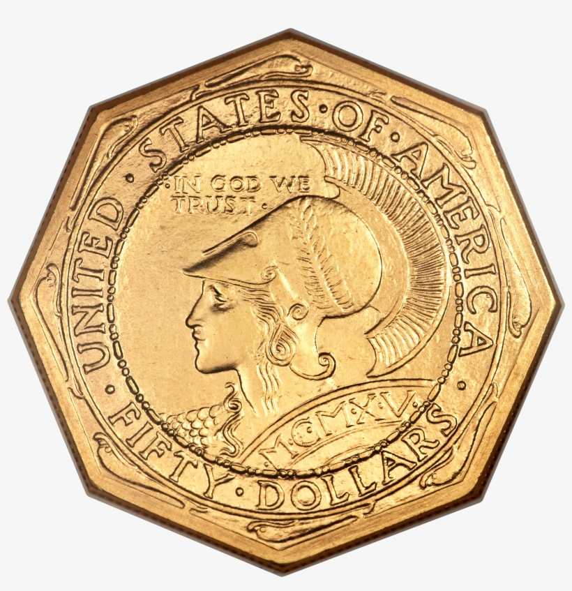 1915 S $50 Panama Pacific 50 Dollar Octagonal Transparent - Watch, transparent png #2296814