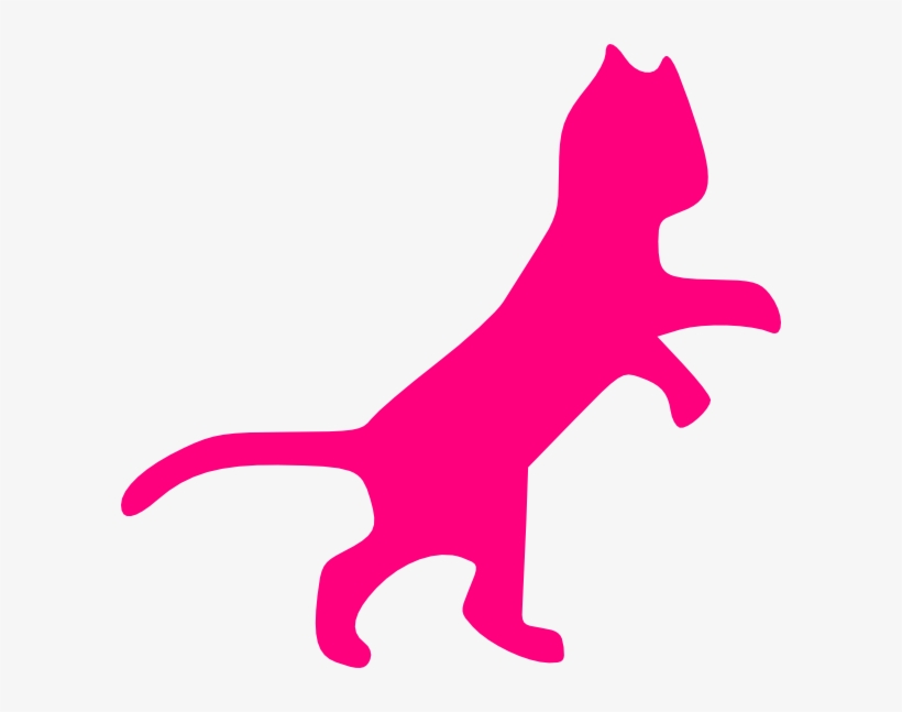 Pink Cat Sillohette Clip Art At Clker - Pink Cat Clipart, transparent png #2297138