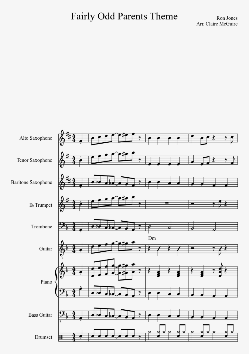 Fairly Odd Parents Theme Sheet Music Composed By Ron - Gcse Pe Coursework Examples 100m Sprint, transparent png #2297232