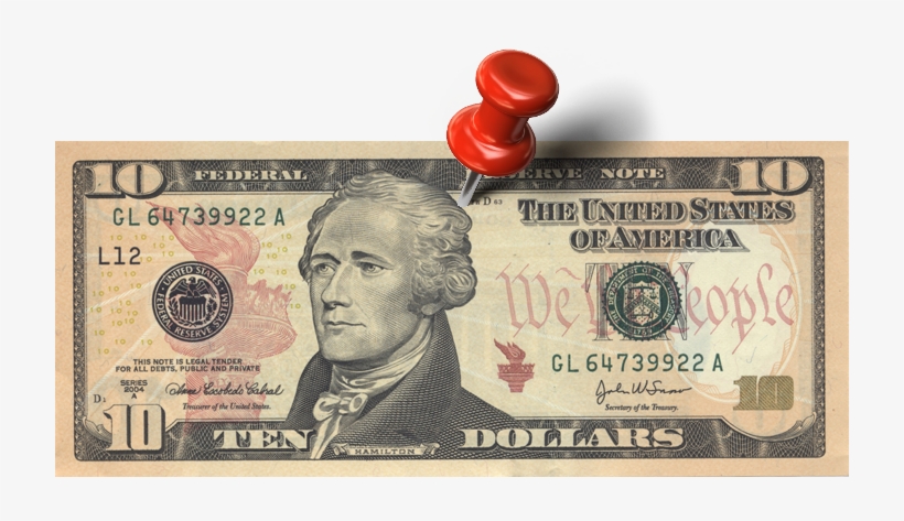 Alexander Hamilton On The 10 Dollar Bill, transparent png #2297315