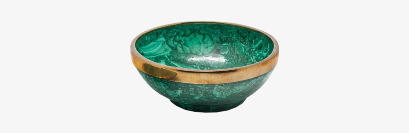 Vintage Malachite Bowl With Gold Trim - Bowl, transparent png #2297486