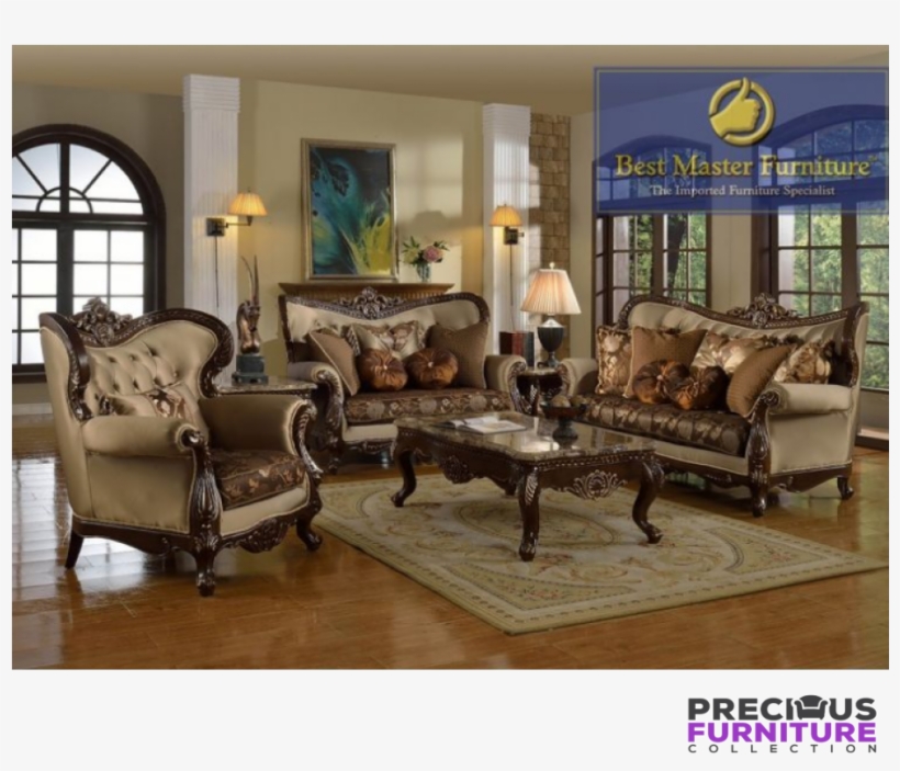 Best Master 735 Java Tan Fabric On A Walnut Wood With - Best Master Furniture 2pcs Sofa Set, transparent png #2297572