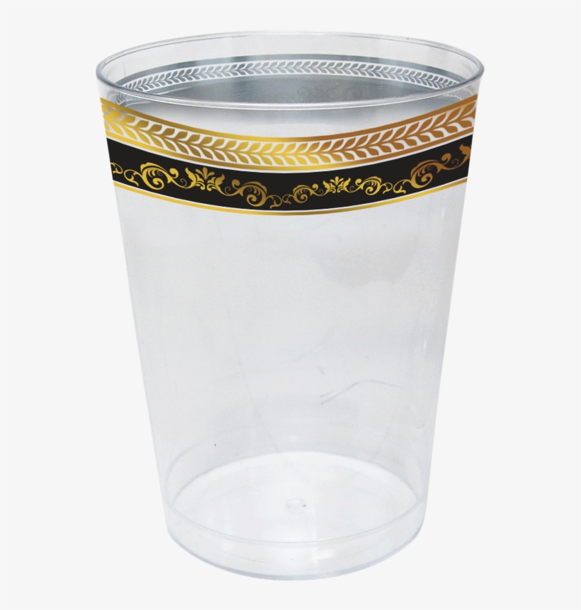 Elegant Disposable Cup 300ml Black-gold Trim 10pcs - Royal Collection 10oz. Clear Plastic Cup With Black, transparent png #2297714
