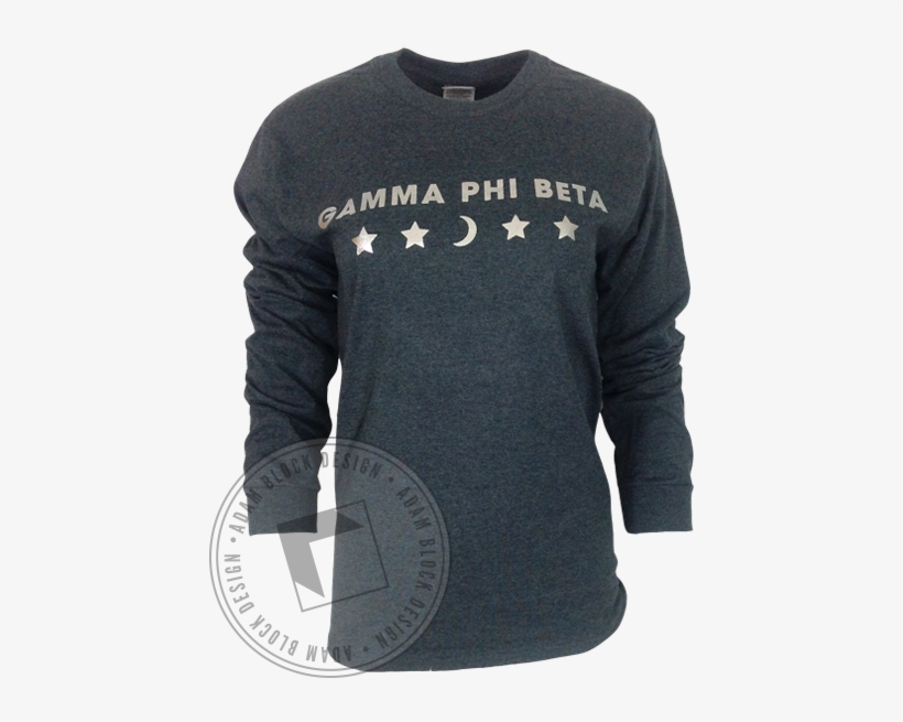 Gamma Phi Beta Galaxy Moon Man Long Sleeve - Long-sleeved T-shirt, transparent png #2299215