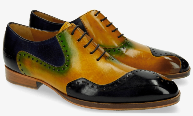 Oxford Shoes Ricky 13 Navy Yellow Shade Turquoise - Leather, transparent png #2299530