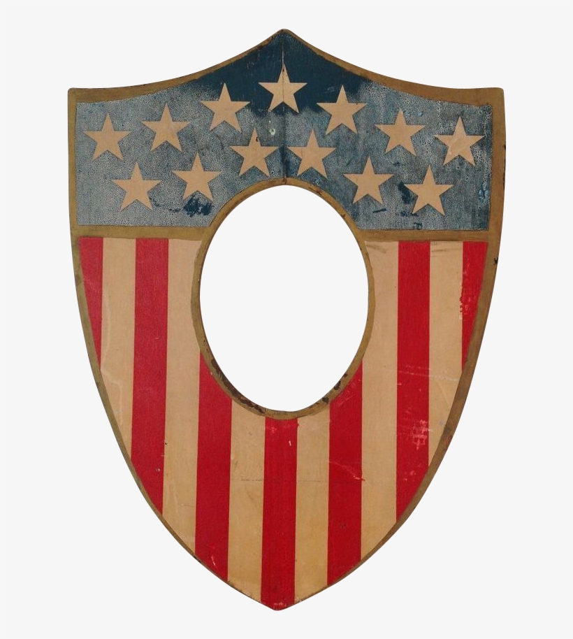 Patriotic Folk Art Shield, Circa 1900 Usa Flag Patriotic - Art, transparent png #2299661