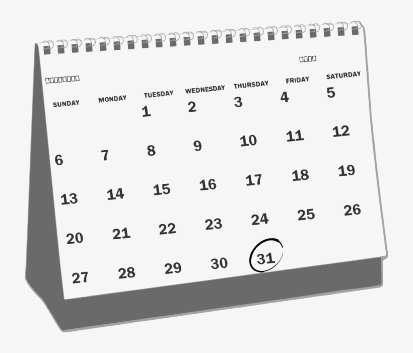 Large Black And White Calendar - Desk Calendar Clip Art, transparent png #231295