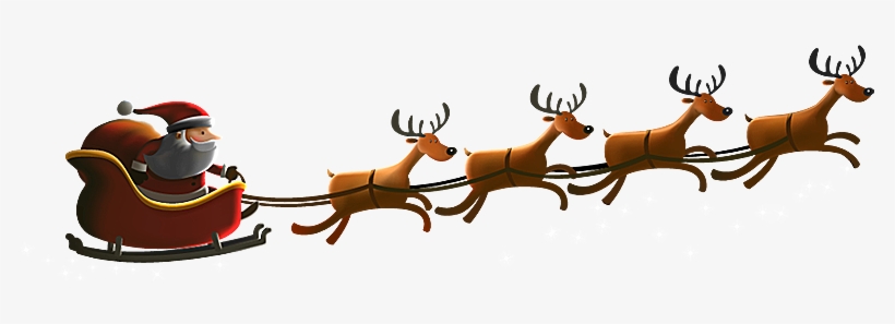 Santa Sleigh Reindeer Png - Santa And Reindeer Png, transparent png #231353