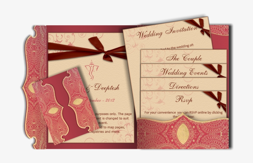 Traditional Indian Email Wedding Card Red Gold Peach - Wedding Invitation, transparent png #232560