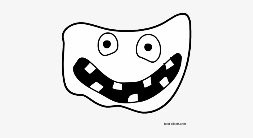 Black And White Monster Face Clipart - Black, transparent png #233333