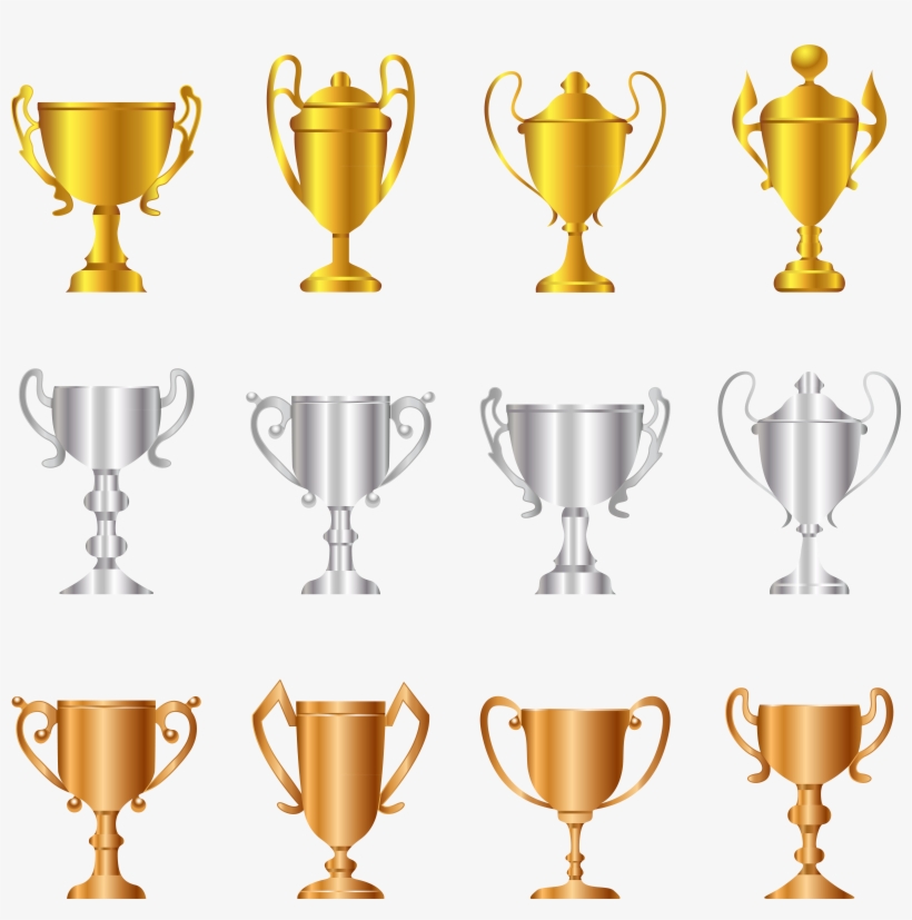 Png Free Transparent Gold Silver Bronze Trophies Set - Gold Silver Bronze Trophy Png, transparent png #233685