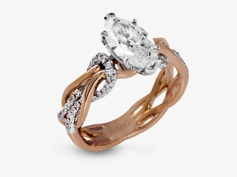 18k White & Yellow Twisted Engagement Ring - Simon G. Organic Intertwining Twist Marquise Diamond, transparent png #233792