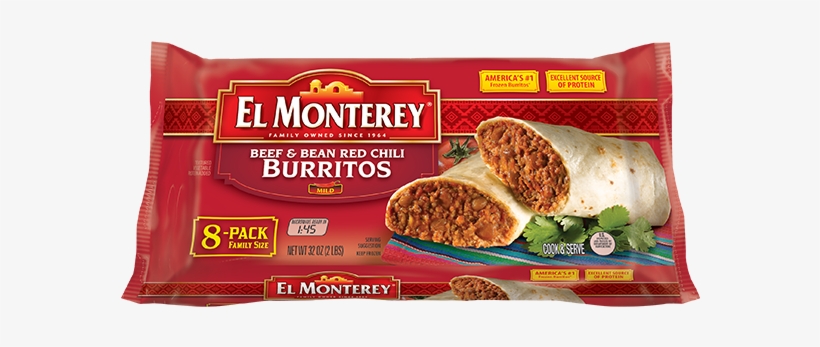 Beef & Bean Chili Frozen Burritos - El Monterey Red Chili Burrito, transparent png #234068