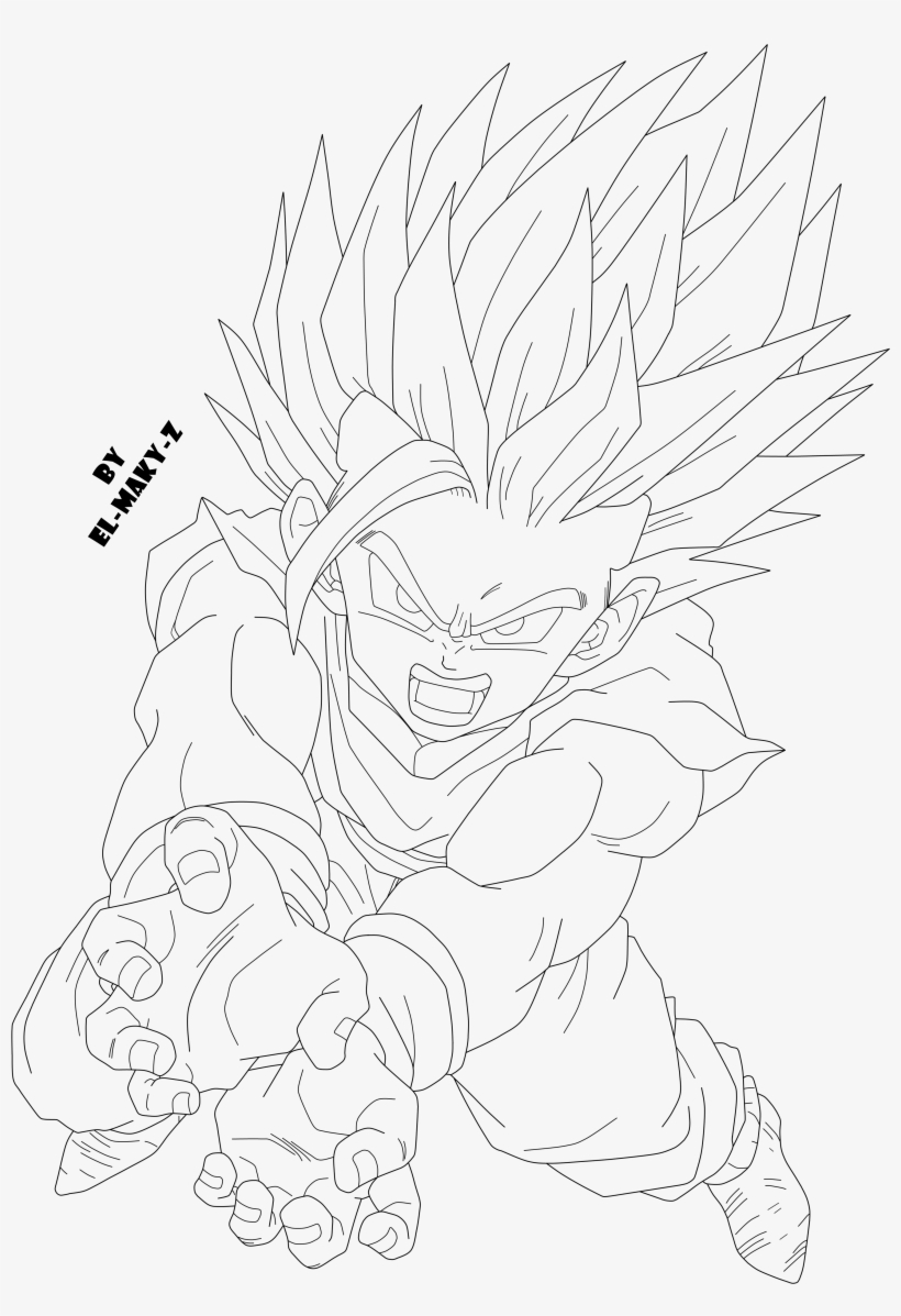 Png Free Stock Cells Drawing Gohan - Line Art, transparent png #234903