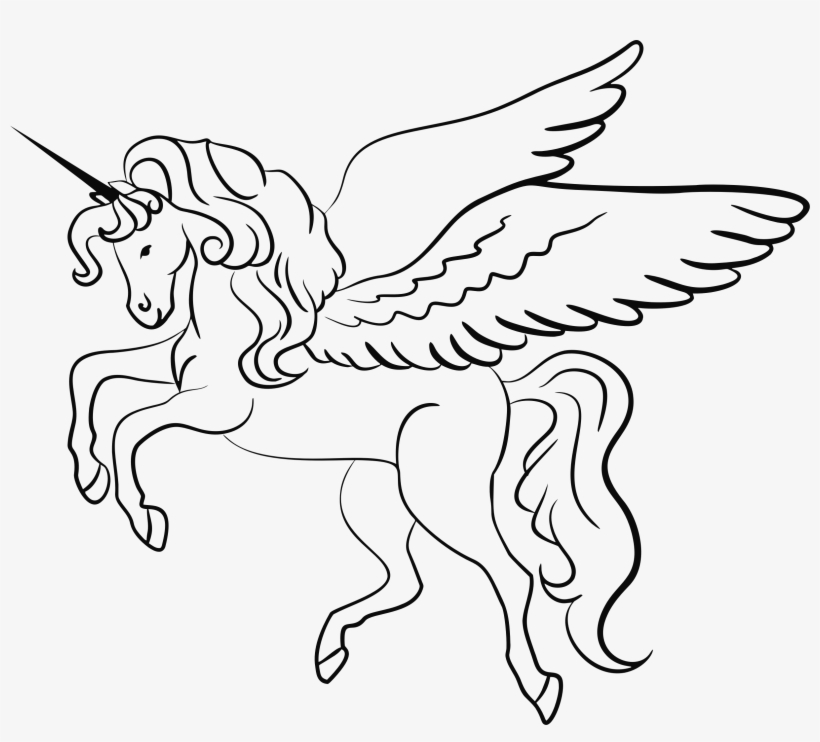 Drawing Unicorns Mythical Creature - Unicorn Clipart Black And White, transparent png #235345