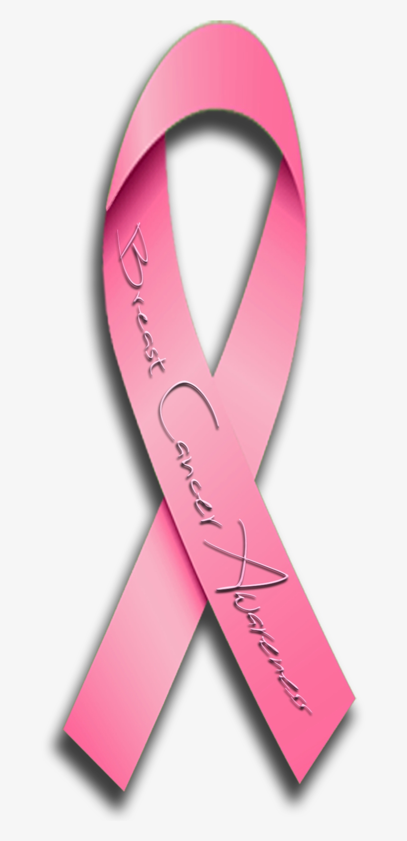 Pink Ribbon Bca With Shadow - Breast Cancer Awareness .png, transparent png #236023