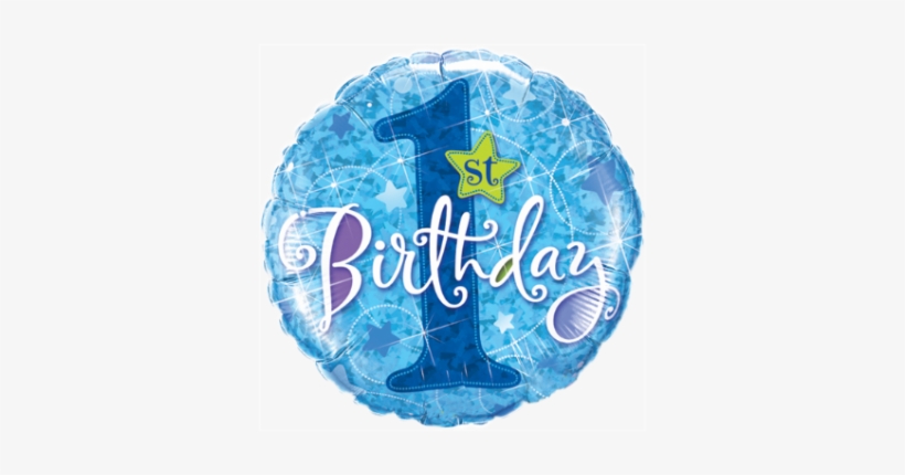 Holograph 1st Bday Stars Blue - 1st Birthday Balloons Png, transparent png #236324