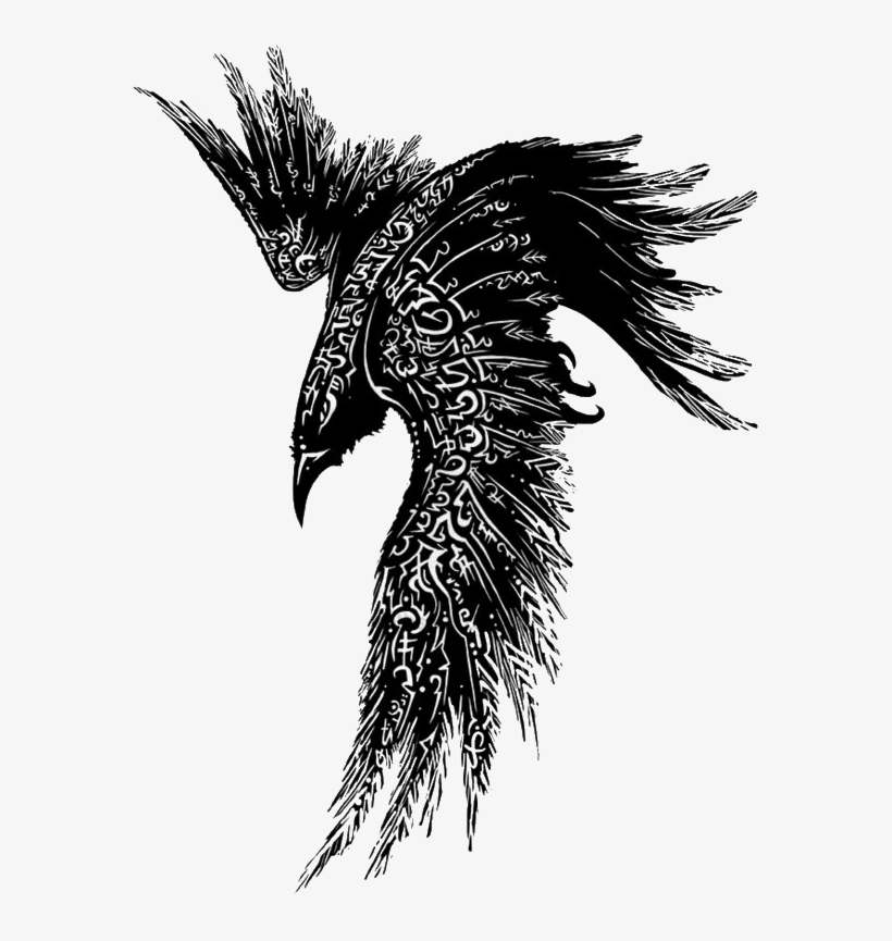 Image Black And White Library Fire Thief - Odin Raven Tattoo, transparent png #236376