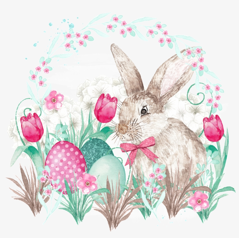 Rabbit Cute Transparent - Watercolor Easter Brunch Fill In Style Invitations,, transparent png #236853