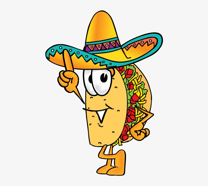 Black And White Library Welcome Taco Borracho Tacos - Mexican Food Cartoon, transparent png #237080