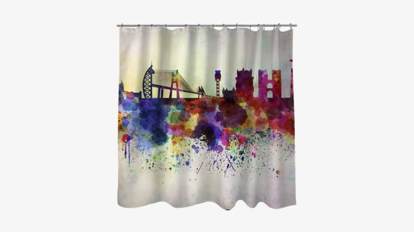 Lisbon Skyline In Watercolor Background Shower Curtain - Lisbon Skyline, transparent png #237108