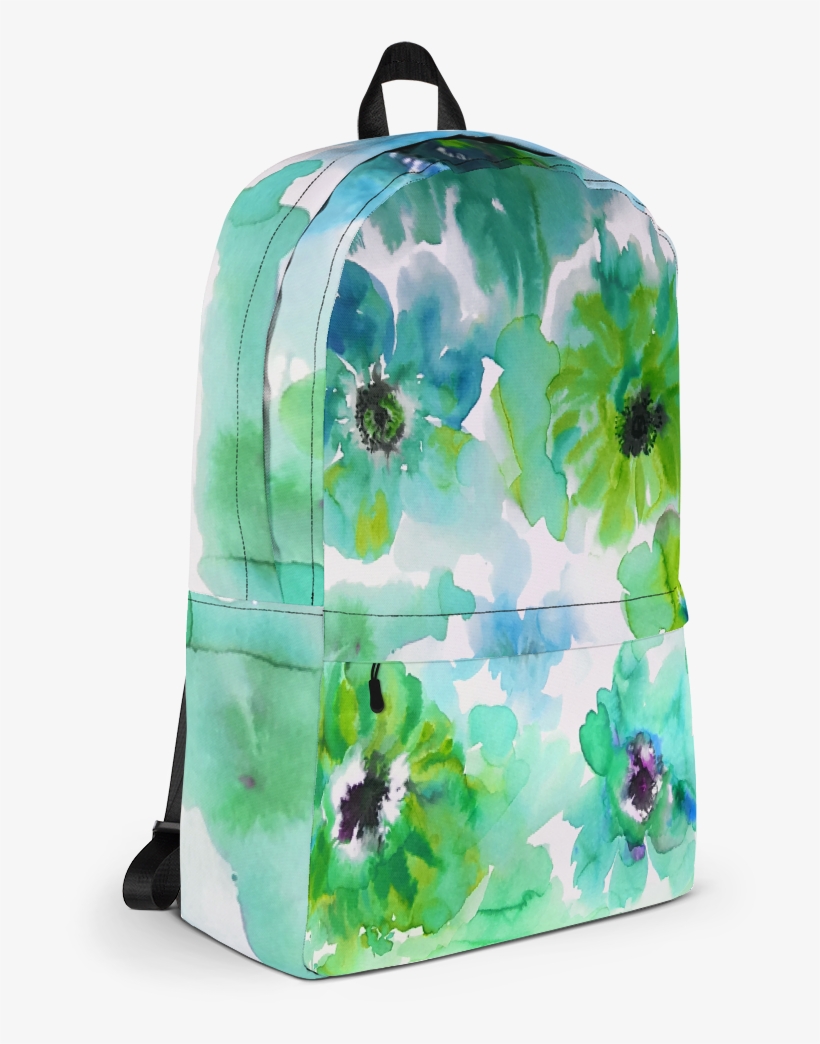 Watercolor Anemones Green Backpack - Png Watercolor Anemones Orange & Yellow Backpack, transparent png #238030