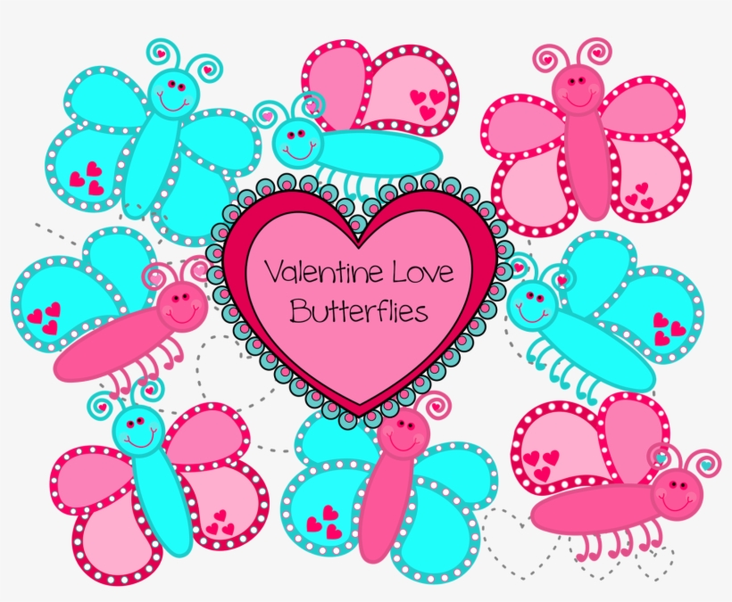 Butterfly Clipart Valentine's Day - Valentine's Day, transparent png #238585