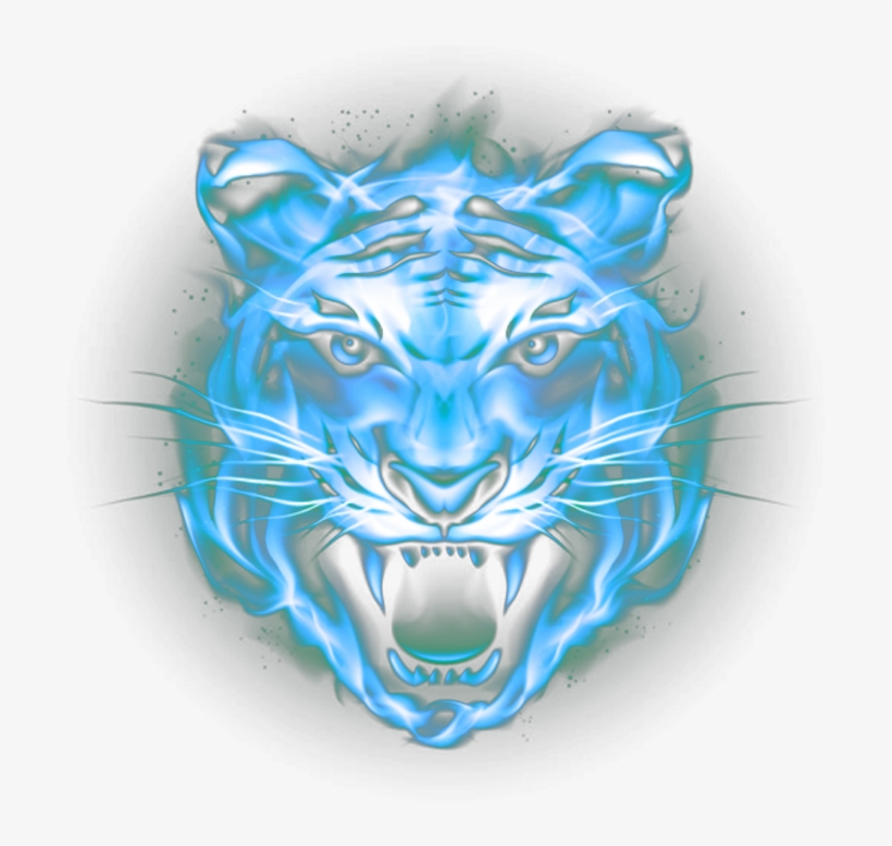 Ftestickers Fantasyart Tiger Fire Flames Bluefire - Tiger Face Png Hd, transparent png #239436