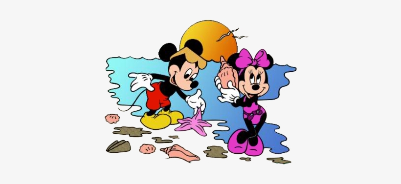 Beach Clipart Minnie Mouse - Beach Mickey And Beach Minnie, transparent png #239703