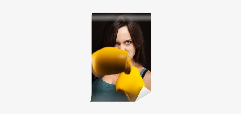 Emotional Portrait Of A Girl In Yellow Boxing Gloves - Girl, transparent png #239761