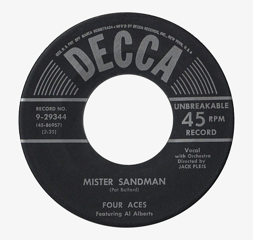 Mister Sandman By The Four Aces Featuring Al Alberts - Four Aces Mister Sandman, transparent png #2300617