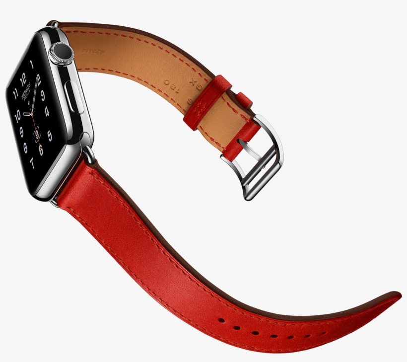 Apple Watch Hermès "single Tour" In Capucine - Apple Watch Hermes Double Tour Black, transparent png #2302274