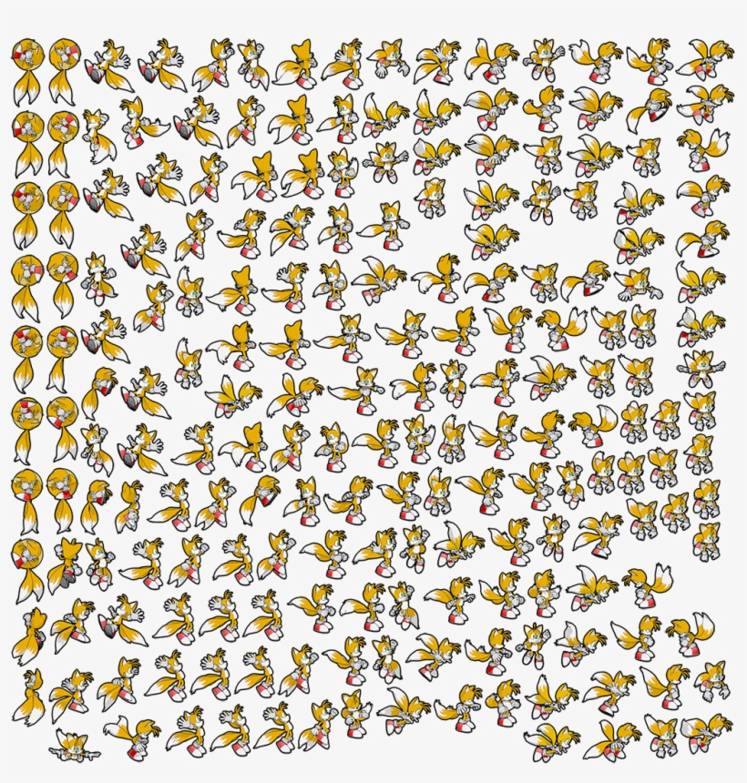 Tails Sprite Sheet Sonic Jump - Sonic Boom Tails Sprites, transparent png #2303238
