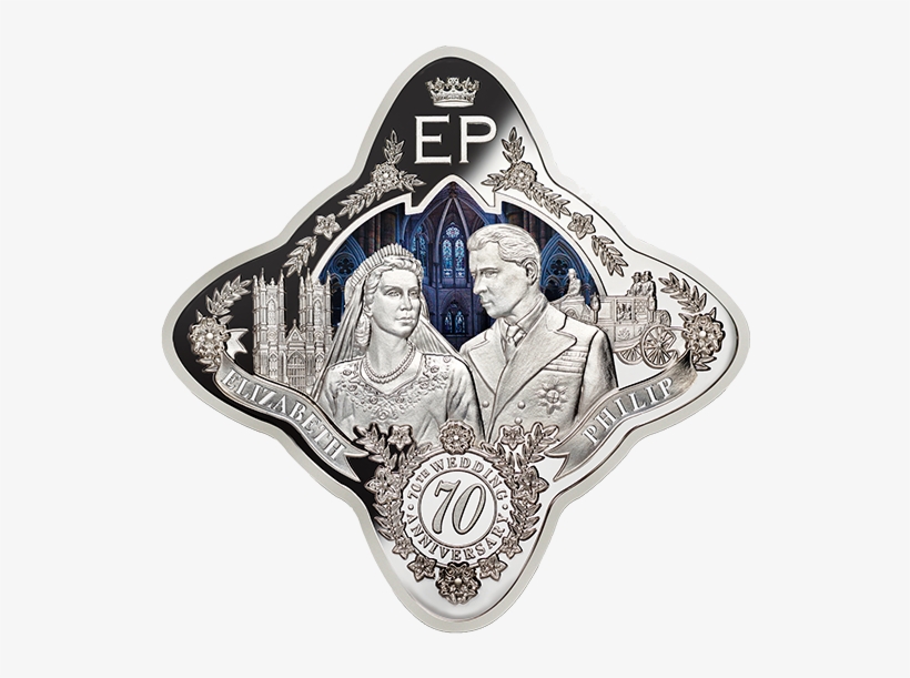 Pure Silver Coloured Coin - Queen Elizabeth And Prince Philip 70 Wedding Anniversary, transparent png #2303439