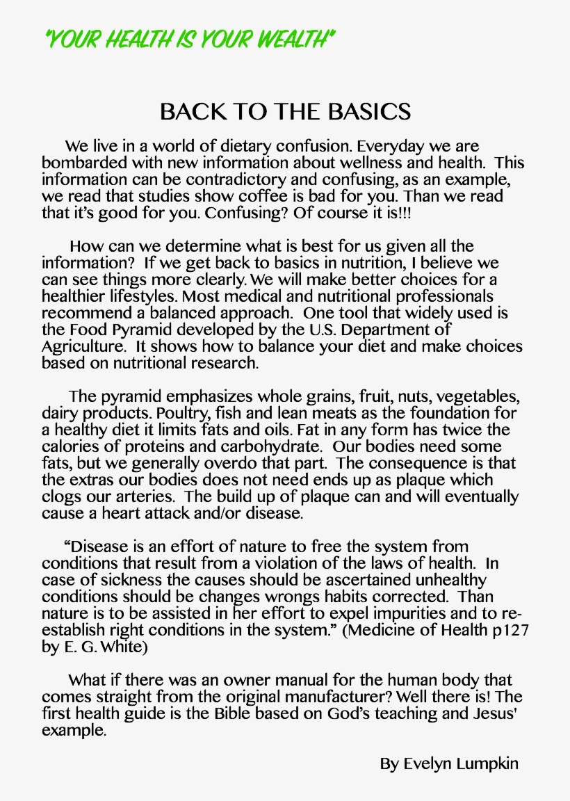 "your Health Is Your Wealth" Back To The Basics We - Przypisy Dolne Konstytucja Rp, transparent png #2303994