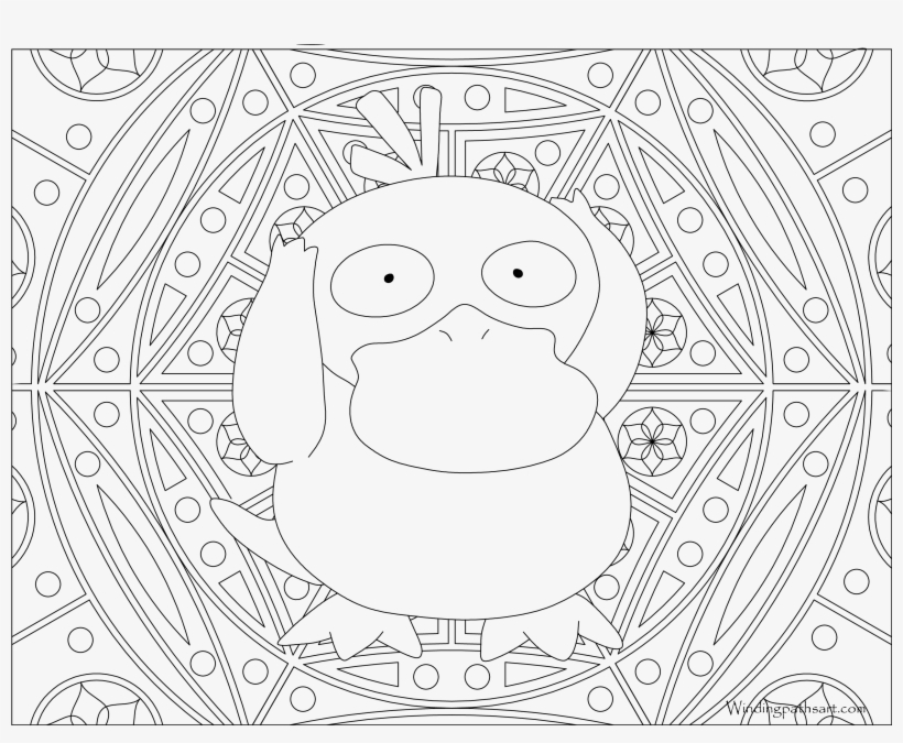 #054 Psyduck Pokemon Coloring Page - Coloring For Adults Pokemon, transparent png #2306282