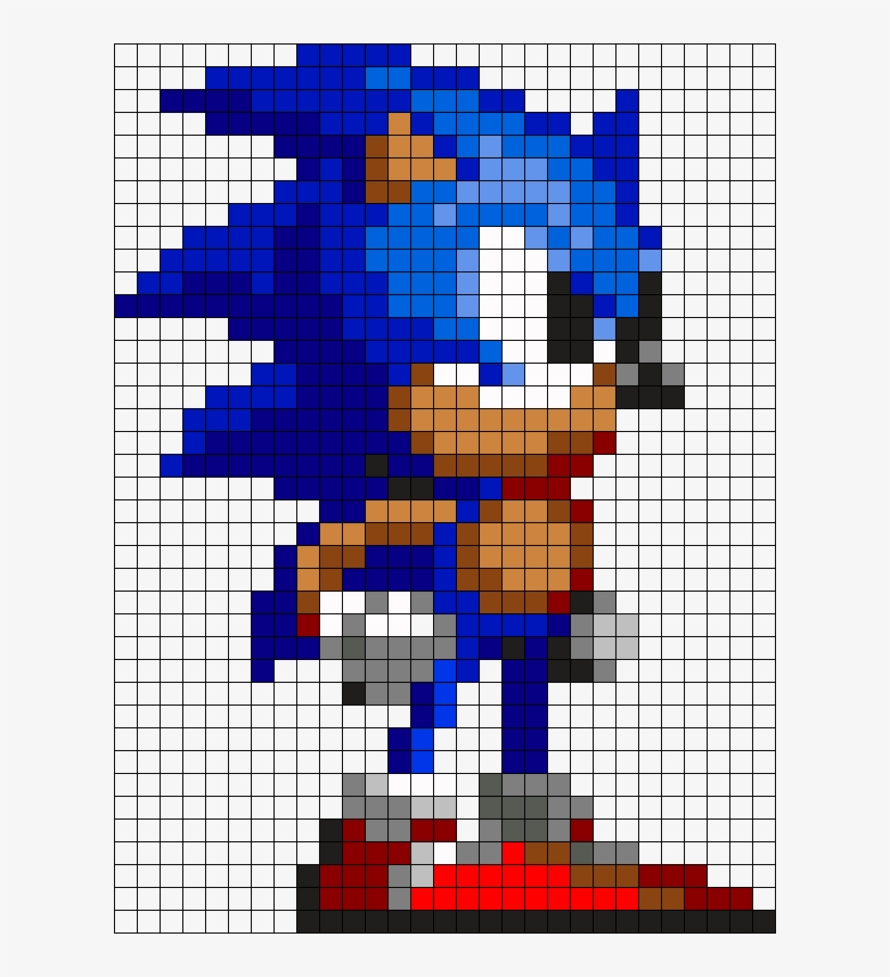 Sonic From Sonic 1 Perler Bead Pattern / Bead Sprite - Sonic 8 Bit Png, transparent png #2309973