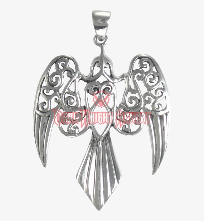 Large Silver Morrigan Raven Pendant, transparent png #2310154