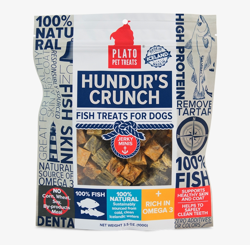 Plato Hundur's Crunch Jerky Mini - Plato Pet Treats - Hundur's Crunch Fish Treats .5 Oz., transparent png #2312598