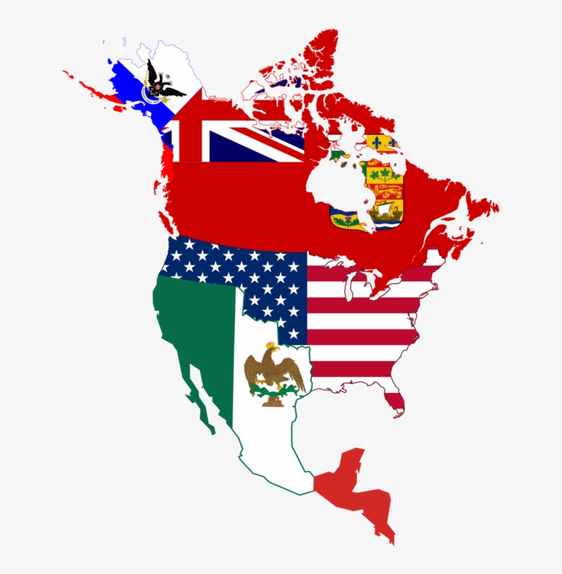 North American Historic Flag Map - Flag Map Of North America, transparent png #2312807