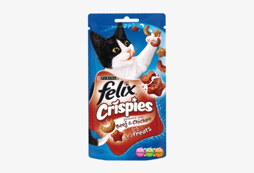 Felix Crispies Cat Treats Beef & Chicken 60g - Felix (cat Food) Felix Crispies Cat Treats Meat &, transparent png #2313206