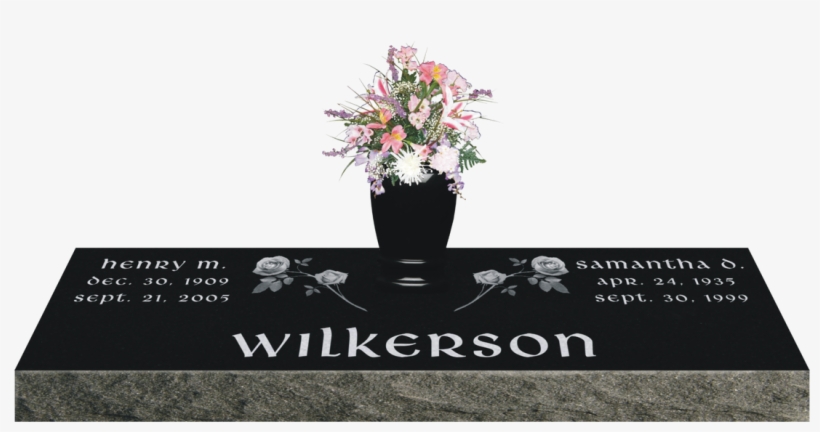 Laser Etched Memorial Grave Markers W/vases Models - Flat Headstones With Vase, transparent png #2313903