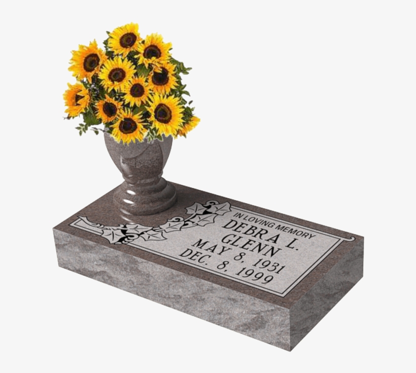 Individual Marker - Flat Headstone With Vase, transparent png #2313925