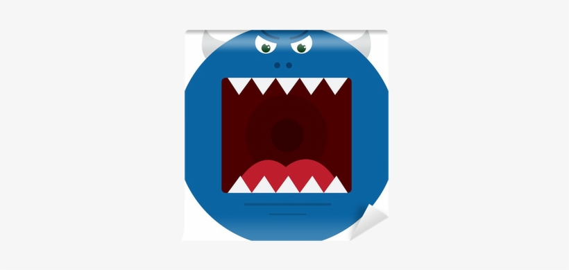 Large Round Blue Monster With Sharp Teeth Wall Mural - Mouth, transparent png #2317175