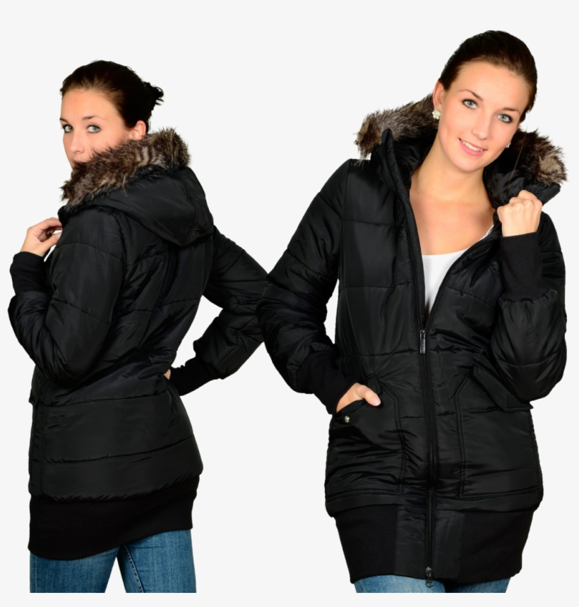 Black Winter Jacket For Women Png Free Download - Women's Winter Jacket Black, transparent png #2318350