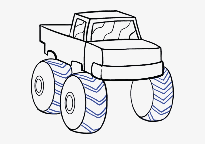 How To Draw Monster Truck - Truck Drawing Easy Step By Step, transparent png #2319012