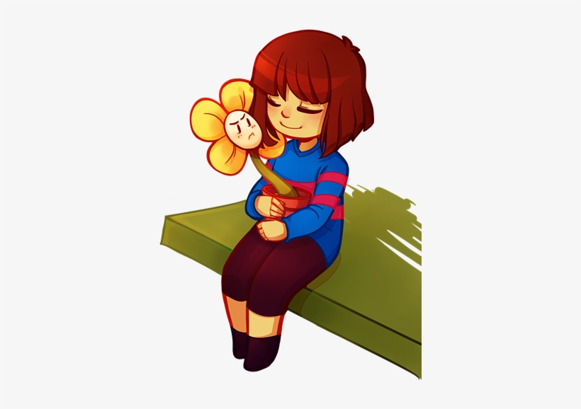 Undertale Frisk And Flowey By Uzuluna-d9fhgzd - Frisk And Flowey Undertale, transparent png #2319382