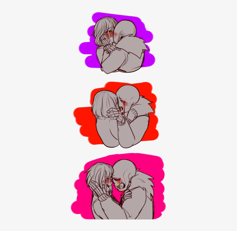2 - Frisk And Sans Kiss, transparent png #2319401
