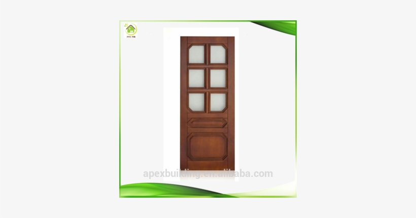 Wood Carving Tempered Glass Door New Design - Wooden Single Door With Glass Designs, transparent png #2321587