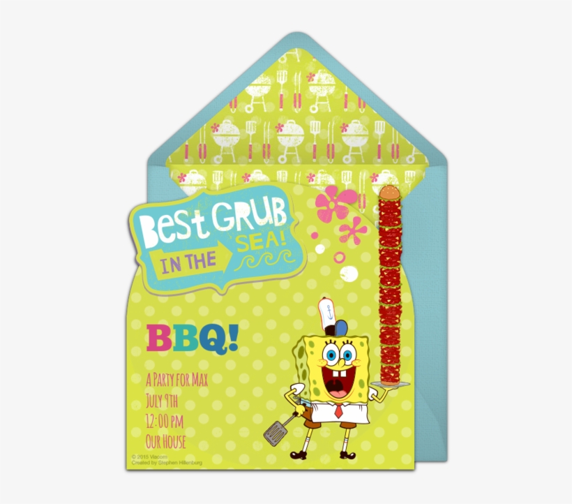 Spongebob Barbecue Online Invitation - Cartoon, transparent png #2322229